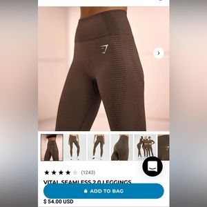 Gymshark Vital seamless 2.0 Size:S espresso Marl